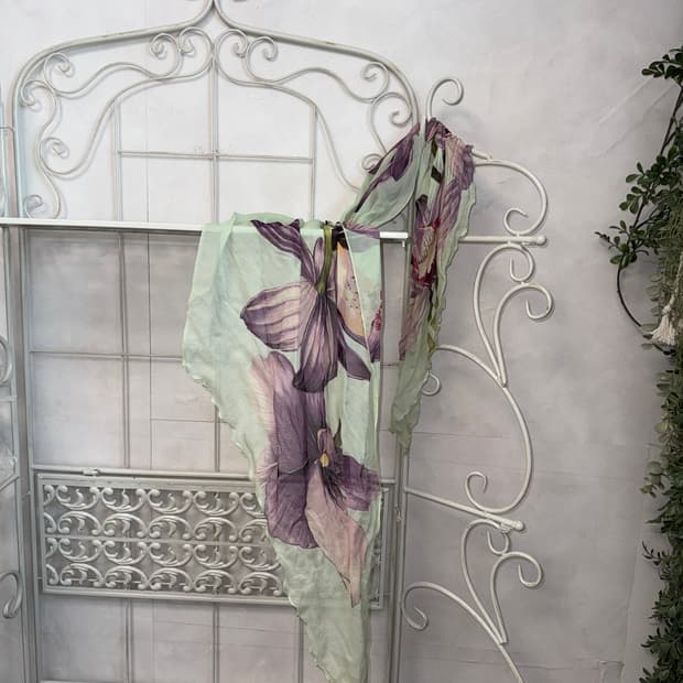 Laura Ashley mint floral silk scarf