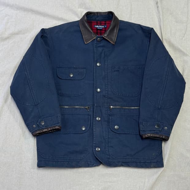 노티카 재팬 빈티지 누빔 레더카라 헌팅자켓 S(105)