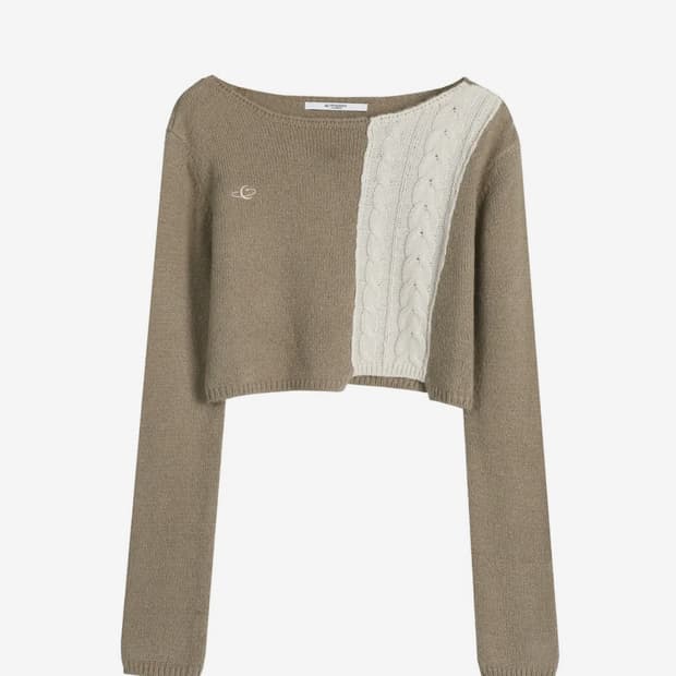 어반드레스 Half Patchwork Knitwear BROWN