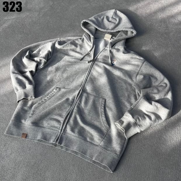 후아유 회색기모 후드집업 