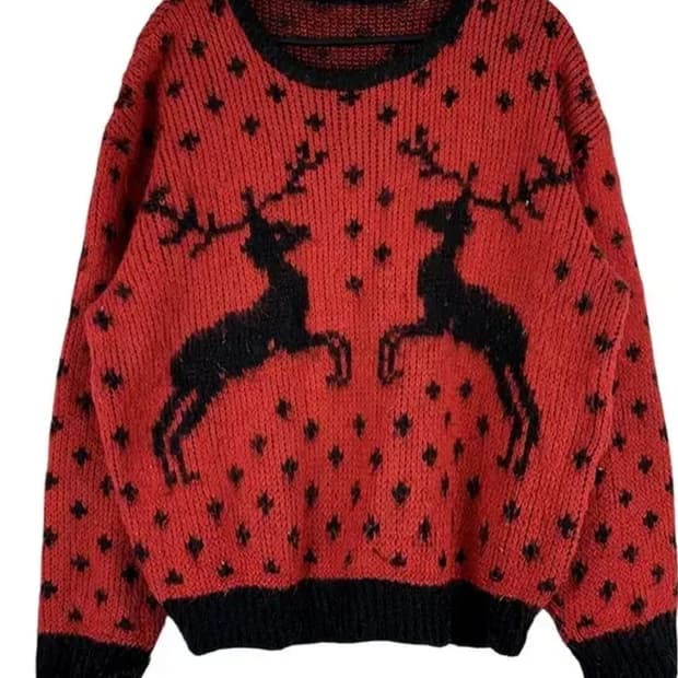 빈티지 루돌프 레드 니트 맨투맨