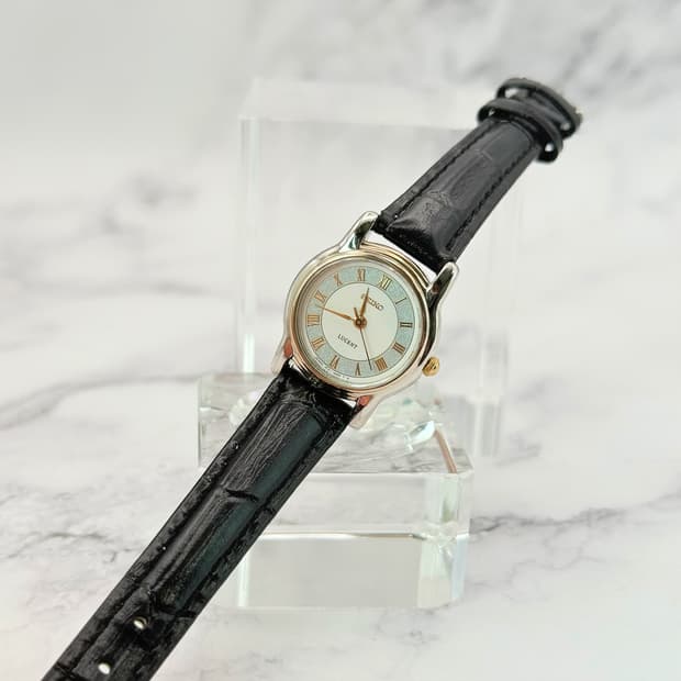 80s90s 빈티지 세이코 루센트 블루 샌드 다이얼 콤비 워치