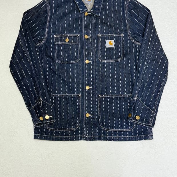 칼하트 데님 스트라이프 워크 자켓