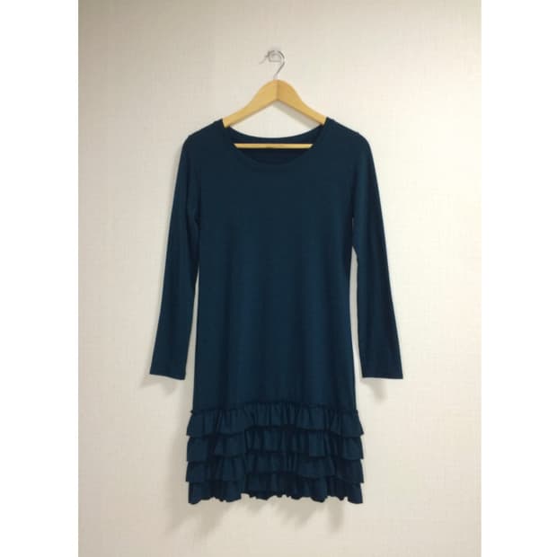 빈티지 딥 그린 프릴 튜닉