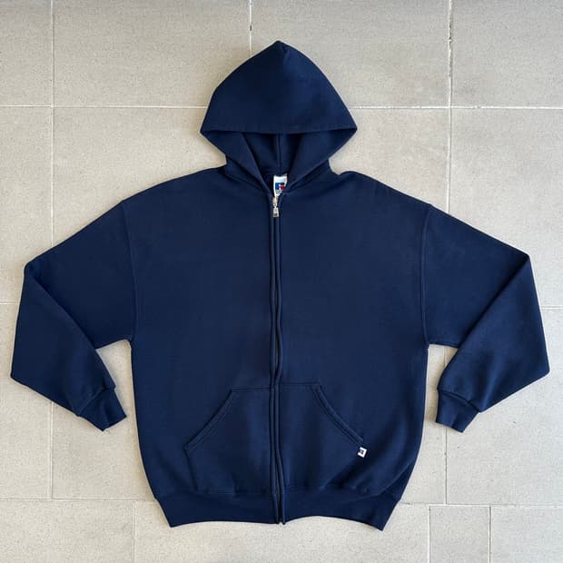 90s 빈티지 러셀 후드집업 네이비 XL
