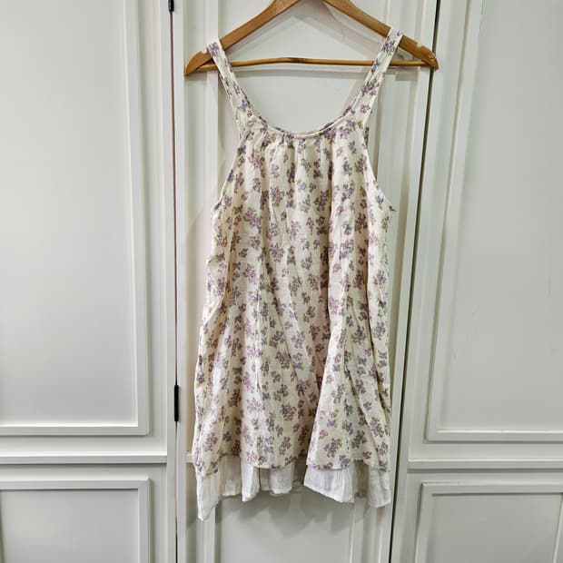 플라워 패턴 끈 나시 원피스