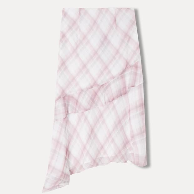 구매가 6만) 미쏘 체크 프릴 언발 스커트 벚꽃룩 에겐 상견례 하객룩
