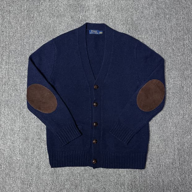 폴로 랄프로렌 엘보패치 니트 가디건 네이비