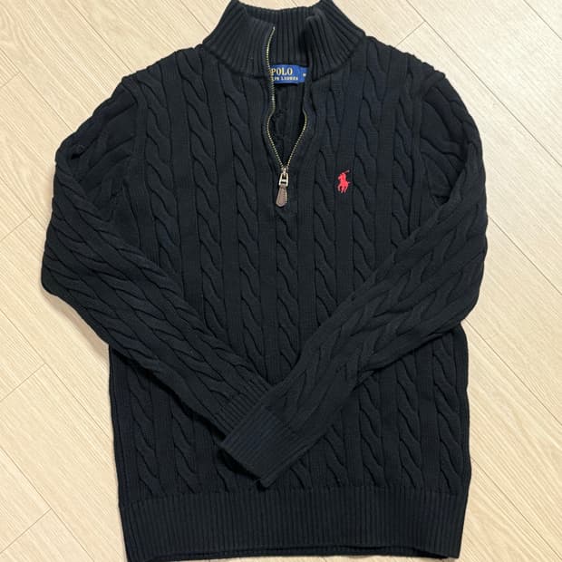 폴로 랄프 로렌 꽈배기 니트 반집업 