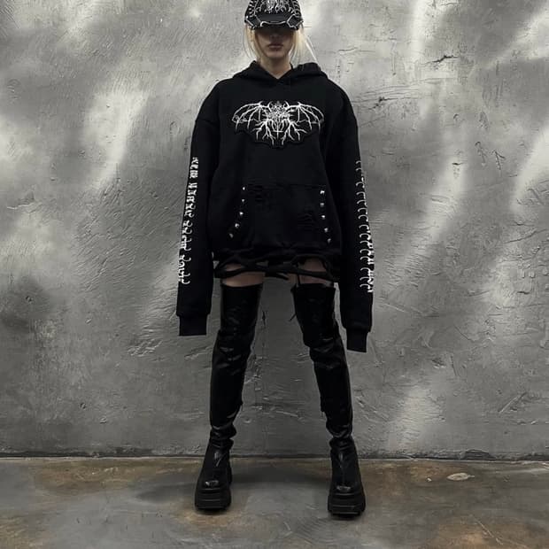 언더마이카 느낌 스터드 그런지 펑크 후드