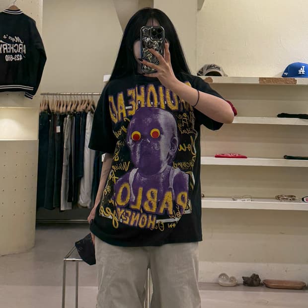 빈티지 라디오헤드 1993 파블로 허니 반팔 티셔츠 U1635