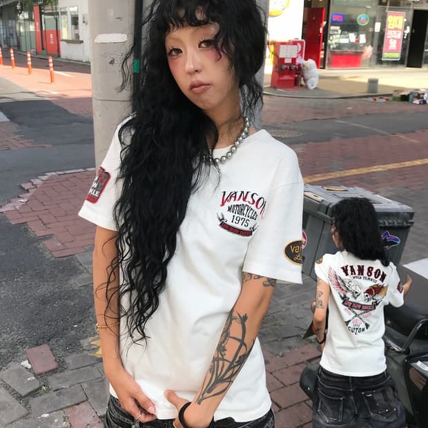 ☠️ 밴슨 스컬 자수 패치 반팔 티셔츠 ☠️