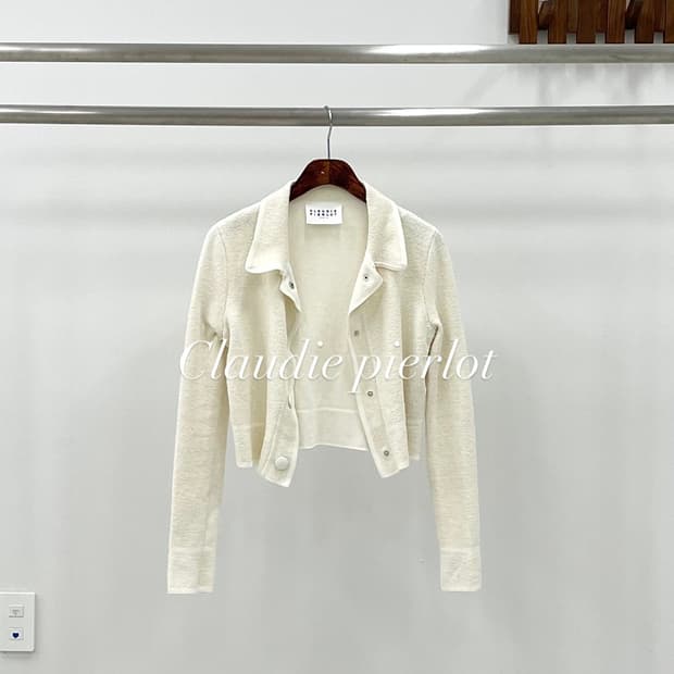 22fw Collar cropped boucle knit cardigan