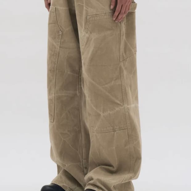 감마갤러리 와이드 더블니 카펜터 팬츠 (빈티지베이지컬러)