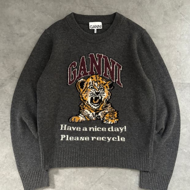 GANNI 가니 그래픽 타이거 자카드 니트 