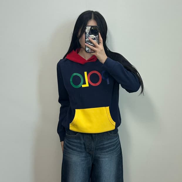 폴로 랄프로렌 스펠아웃 블록 후드티