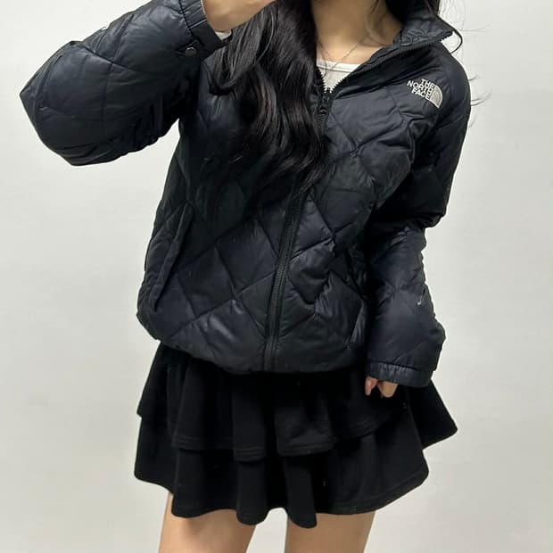노스페이스 다이아 퀄팅 고프코어 블랙 경량패딩 자켓(L)