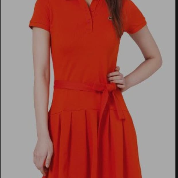 [LACOSTE] 라코스테 여성 슬림핏 피케 반팔 원피스 (레드/34사이