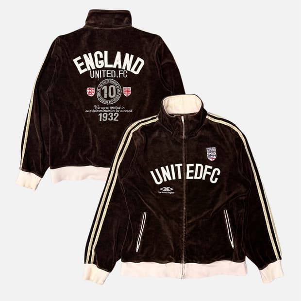 england brown velvet zip-up