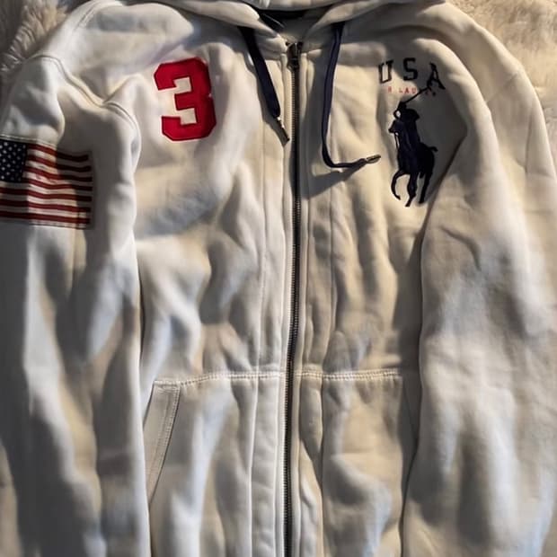 폴로 성조기 후드집업 화이트 m/s구매원해요!!!!ㅠㅠ 