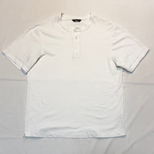 마시모두띠 린넨 코튼 헨리넥 반팔 티셔츠 화이트