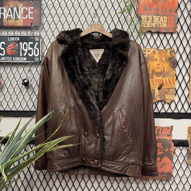 90s MARVIN RICHARDS 플라이트 보머 레더자켓 다크브라운