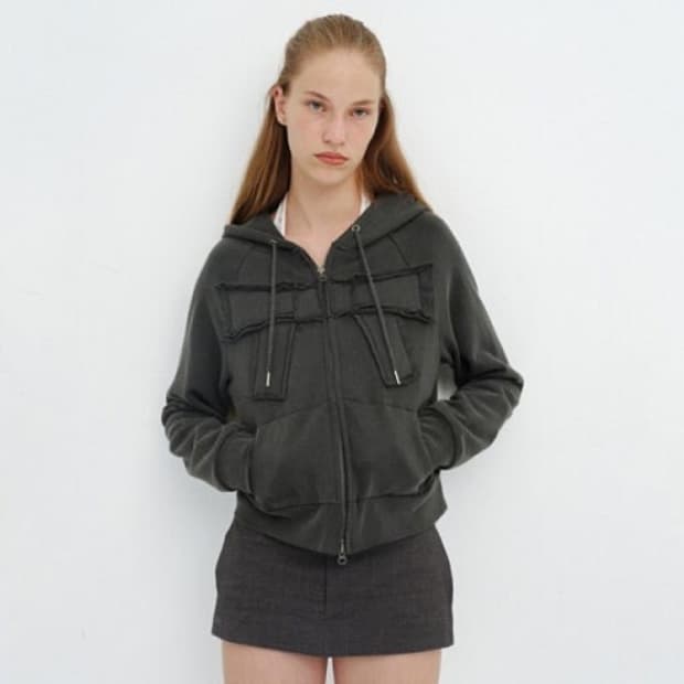 세릭 리본 후드집업