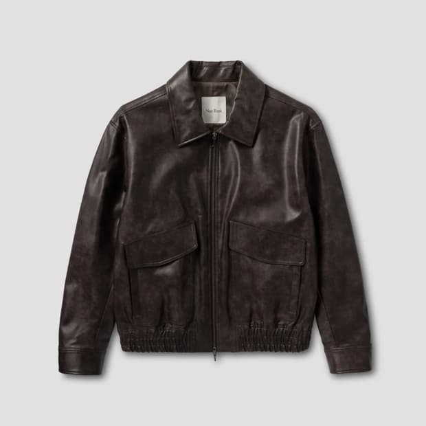 (XL) 넌블랭크 비건 레더 블루종_DARK BROWN