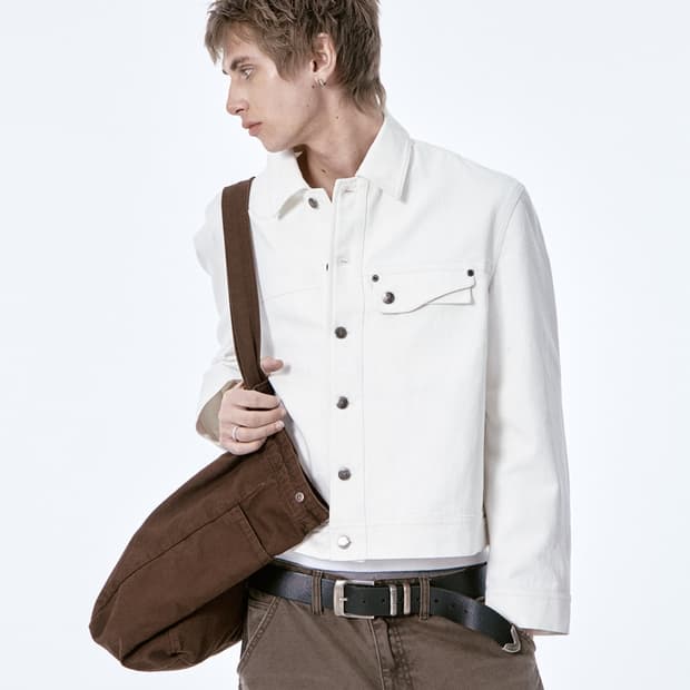 Etce 크롭 더블플랩 트러커자켓 화이트 M사이즈