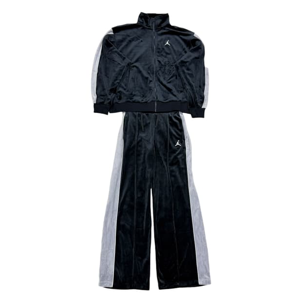 나이키 조던 여성 플라이트 벨루어 벨벳 사이드라인 셋업 세트 블랙