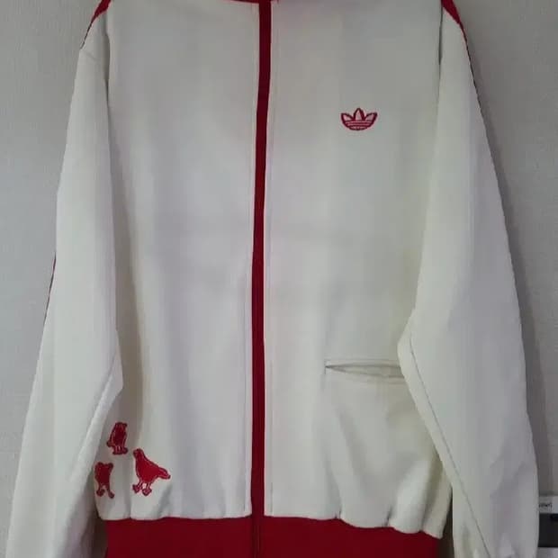 아디다스 도쿄 흰빨 화이트 저지 져지집업 105/XL