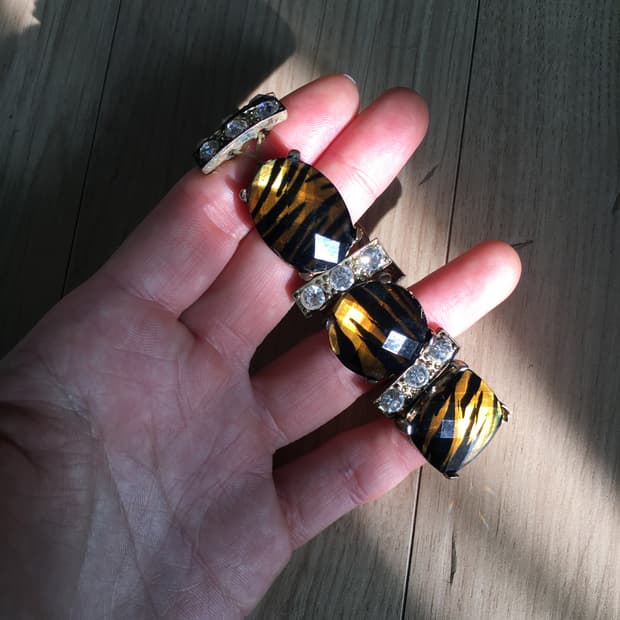 vintage brown leopard cubic bracelet