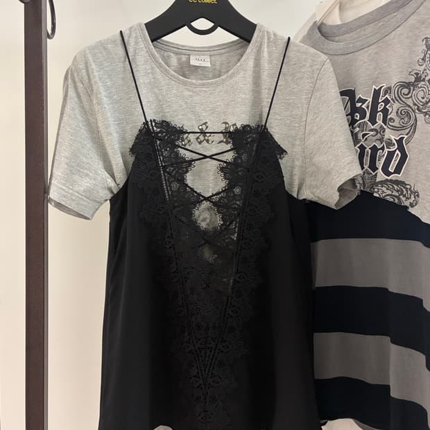 Cami NYC 실크 레이스 나시 S