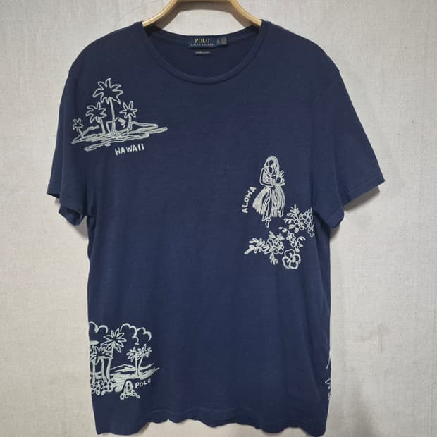 폴로 야자수 자수 라운드 반팔 (XL)