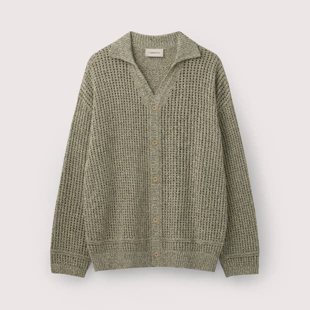 우마뭉 린넨 부클 크로셰 니트가디건 - 가든 M