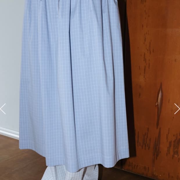 MONOHA Check Shirring Skirt (navy blue)