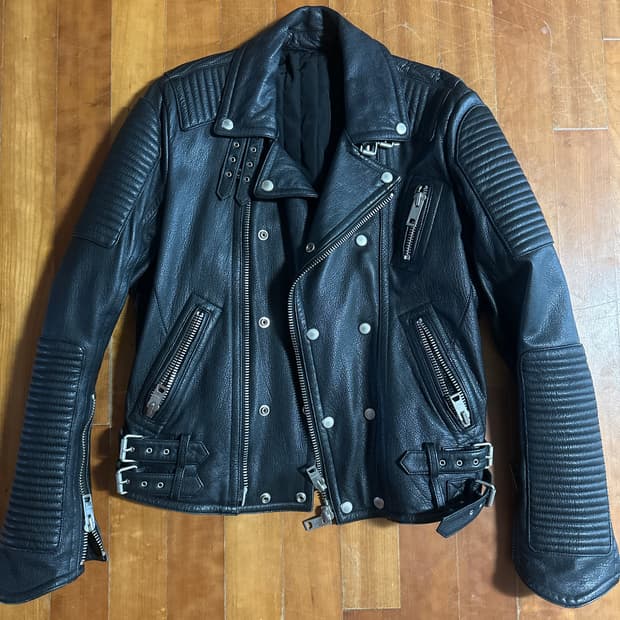  프로섬 바이커 고트스킨 레더 자켓