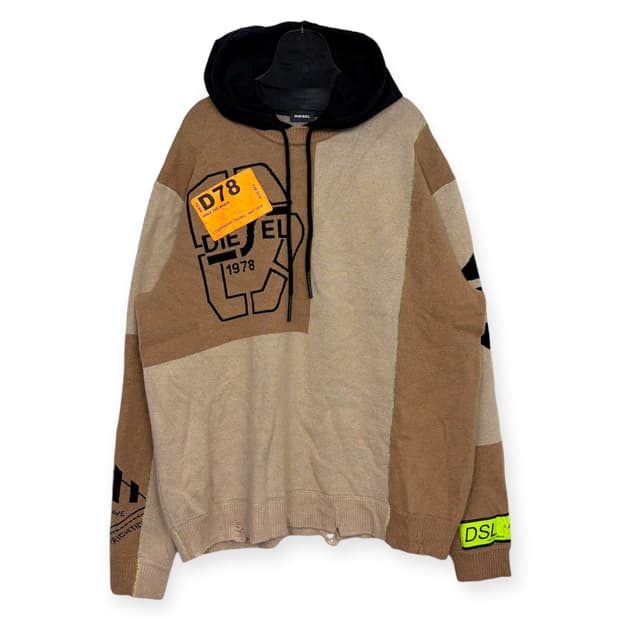 디젤 후드 패턴 니트 티셔츠