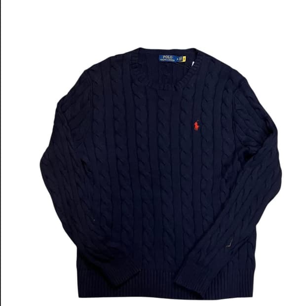 폴로 네이비 케이블 니트 