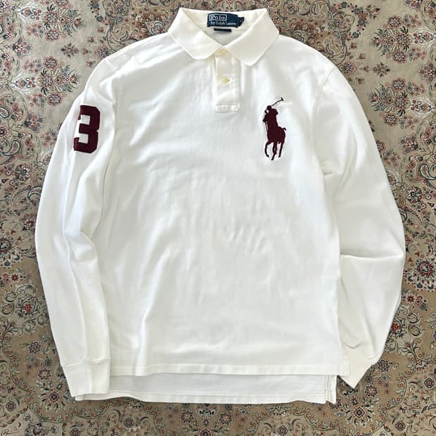 폴로 랄프로렌 크림/버건디 빅포니 카라티 