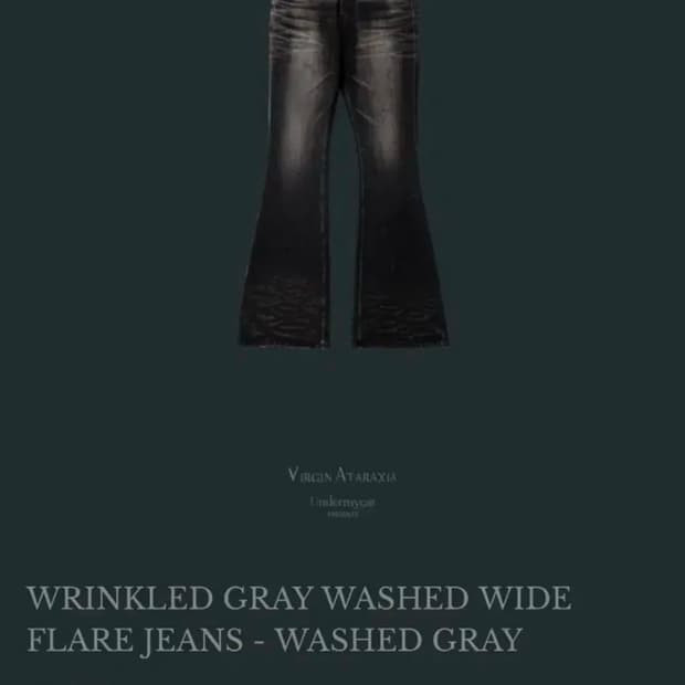 언더마이카 링클드 그레이 워시드와이드 플레어진