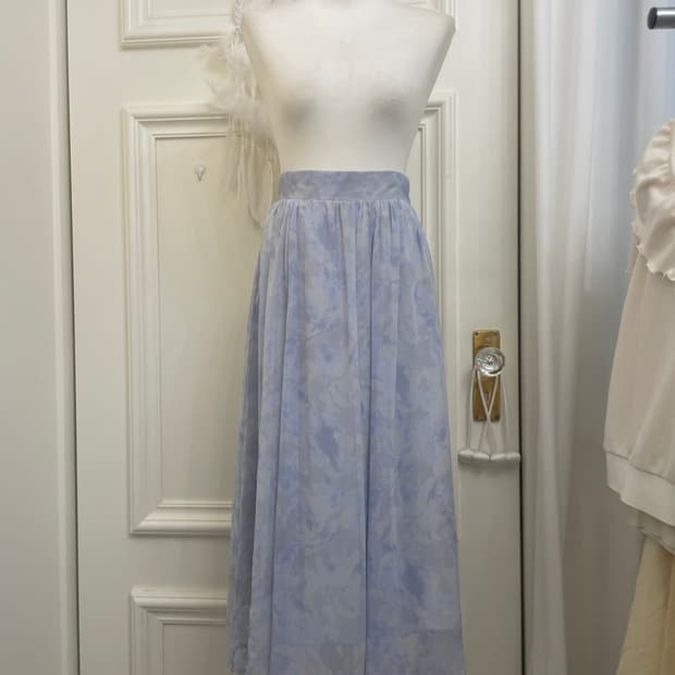 EARTH blue flower back banding skirt