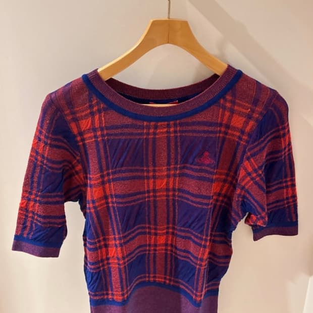 비비안웨스트우드 레드라벨 체크 니트