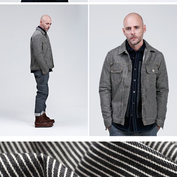 프리즘웍스 스트라이프 간절기 자켓 남자100