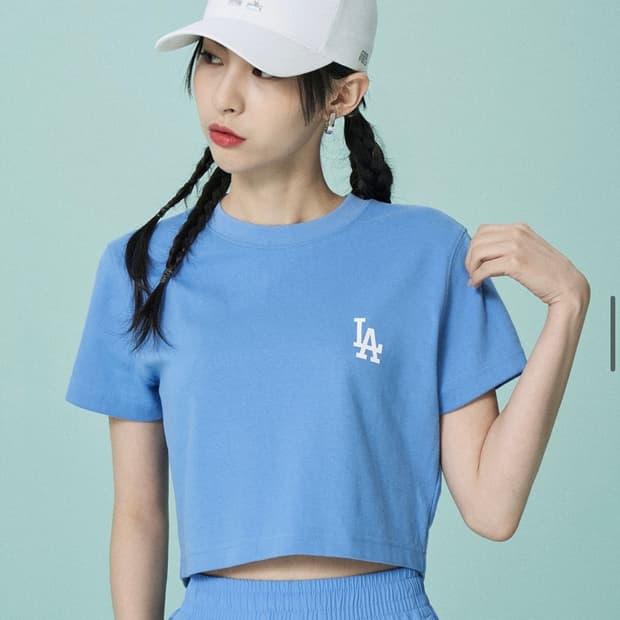 MLB 크롭티 LA 스카이블루 S
