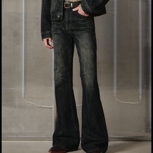 엘무드 잔느 플레어 데님 블루블랙 44