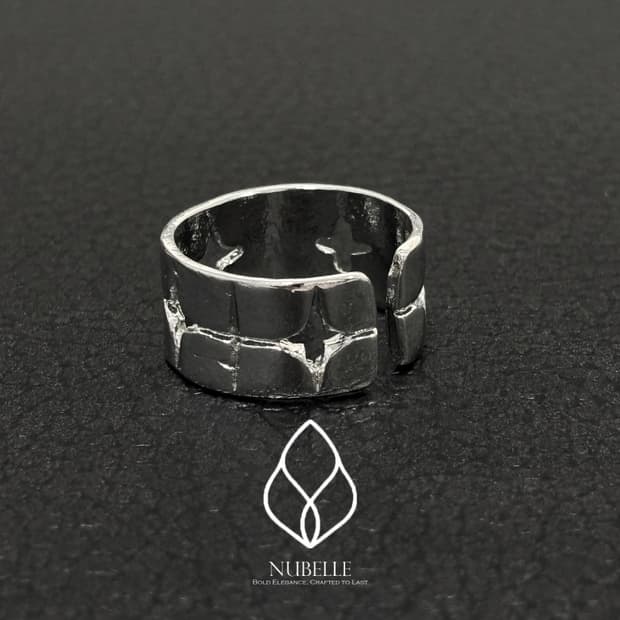 🌗 Twinkle punched ring / 스타 펀칭 실버 반지