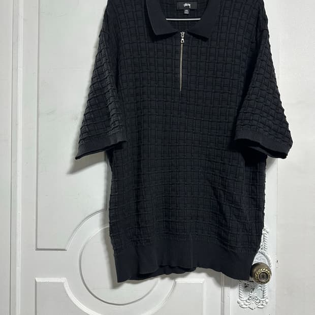 스투시 반집업 반팔 니트