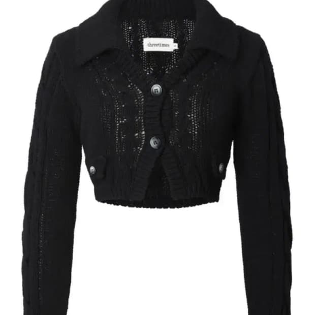 쓰리타임즈 미피니트가디건 블랙 s