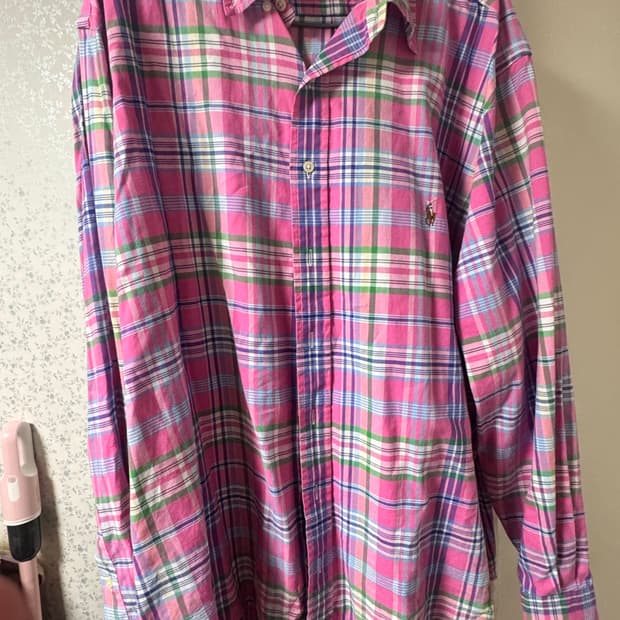 폴로 핑크 체크셔츠